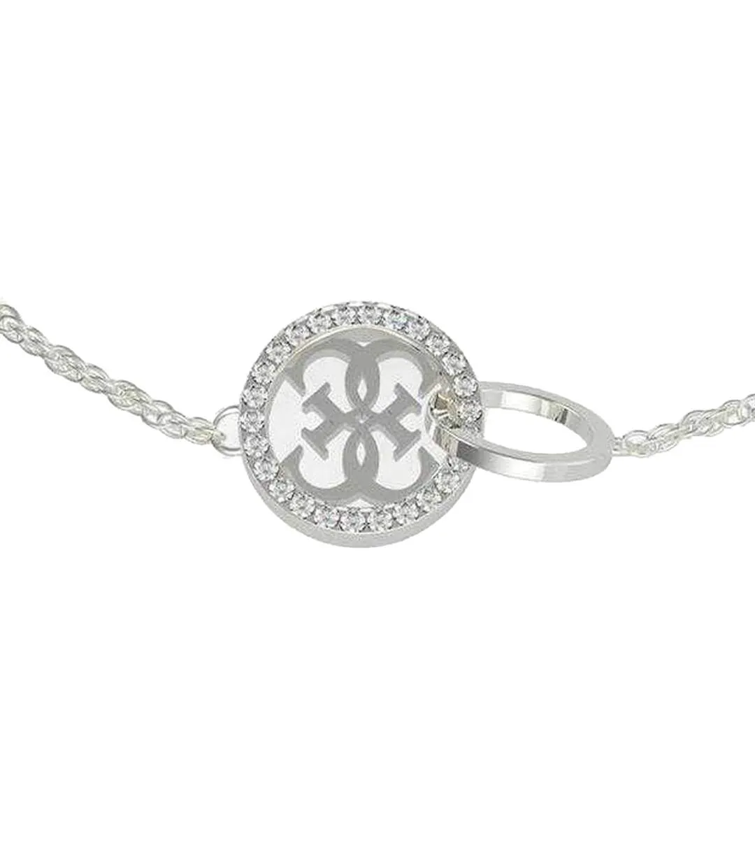 Rhodium Plated Circular Bracelet One Size Silver Guess-3