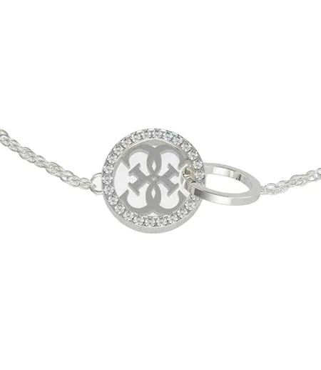 Rhodium Plated Circular Bracelet One Size Silver Guess