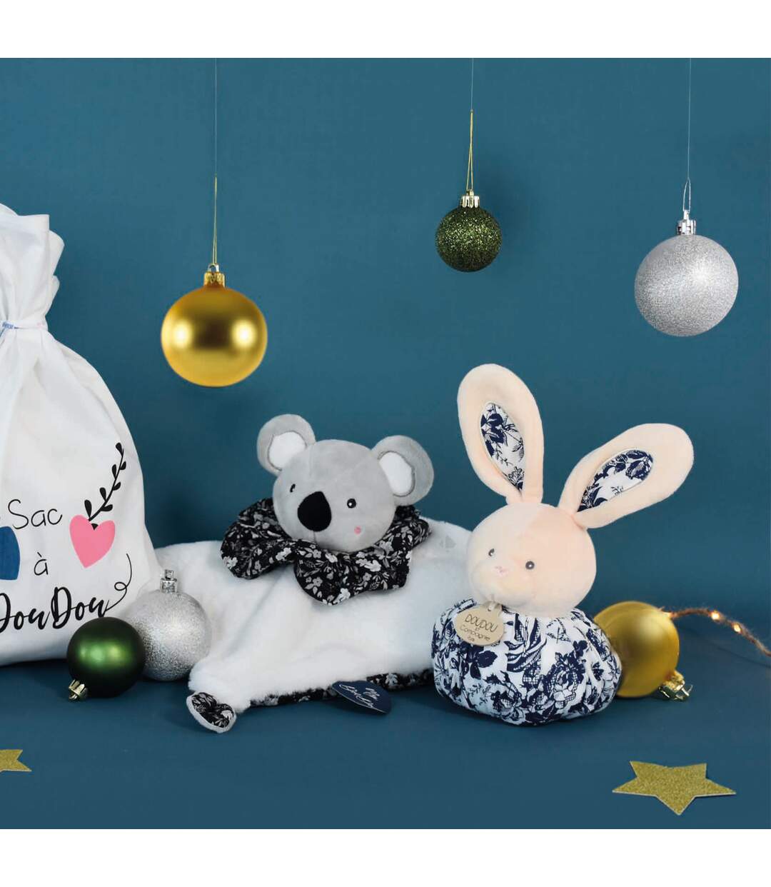 Doudou boule polyester collection LES PETITS FUTÉS Lapin blanc-3