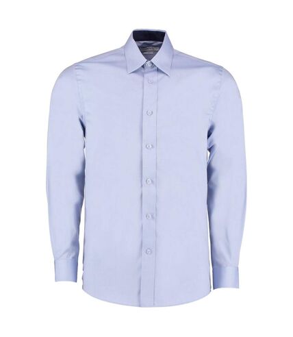 Chemise à manches longues homme bleu clair / bleu marine Kustom Kit