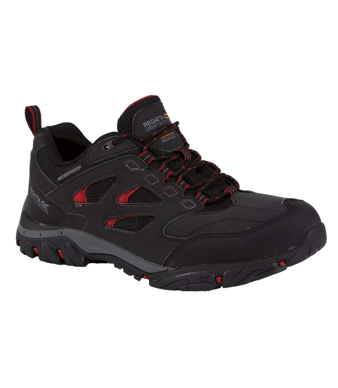 Chaussures De Randonnée Holcombe Homme Gris Foncé Rouge Foncé Regatta-1