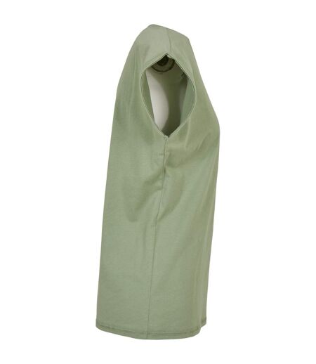 Womens/ladies Cotton Extended Shoulder T-shirt Soft Salvia Build Your Brand