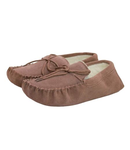 Unisex adult sheepskin lined moccasins camel Eastern Counties Leather