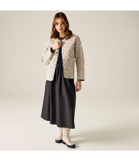 Doudoune Matelassée À Col Rond Et Boutons-pression Motif/style Petites Fleurs Cath Kidston Femme Crème Harmonie Floral Regatta