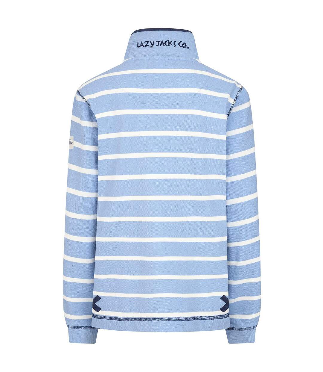 Womens/ladies Pique Button Neck Sweatshirt Sky Lazy Jacks-2