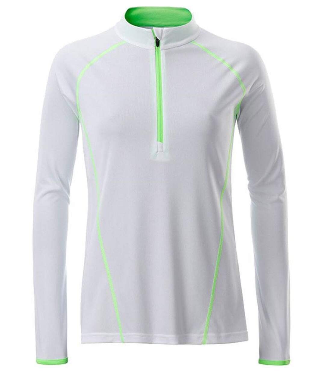 Maillot running respirant manches longues - Femme - JN497 - blanc et vert vif-1