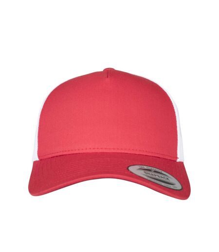 Unisex adult two tone 5 panel trucker cap red/white Flexfit