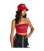 Womens/ladies Pinstripe Bandeau Crop Top Red SikSilk-1