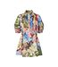 Womens/ladies Organic Cotton Puff Sleeve Mini Dress Multicoloured Stine Goya-2