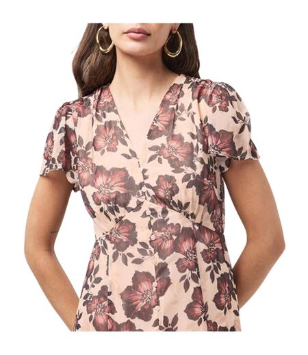 Womens/ladies Elyse V Neck Flutter Midi Dress Multicoloured French Connection
