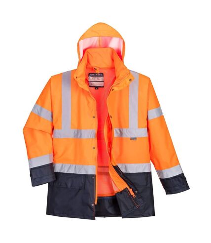 Portwest Mens Executive 5 in 1 Hi-Vis Safety Jacket (Orange/Navy) - UTPW481