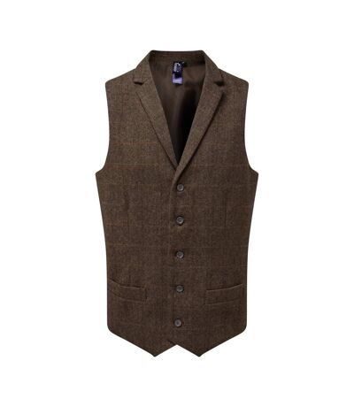 Premier Mens Herringbone Waistcoat (Brown Check) - UTRW6600