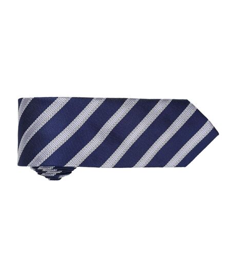 Premier Mens Waffle Stripe Formal Business Tie (Navy/Silver) (One Size) - UTRW5236