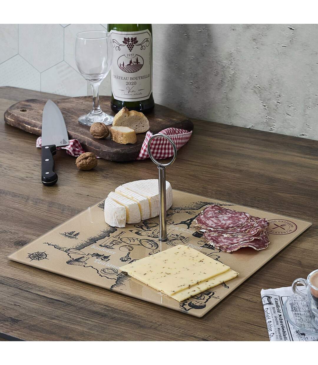 Plateau en verre et métal collection FRANCE ET FROMAGES-2