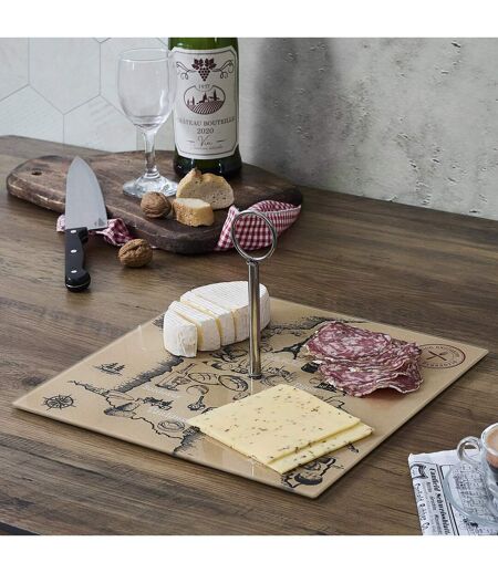 Plateau en verre et métal collection FRANCE ET FROMAGES