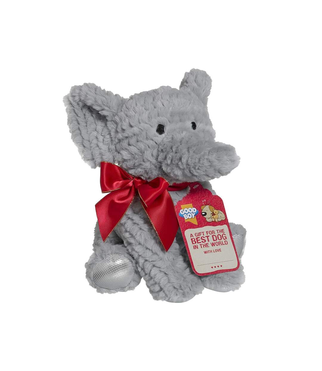 Elephant plush dog toy one size grey/red Good Boy-1