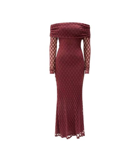 Womens/ladies Adoni Off Shoulder Maxi Dress Deep Plum Bardot