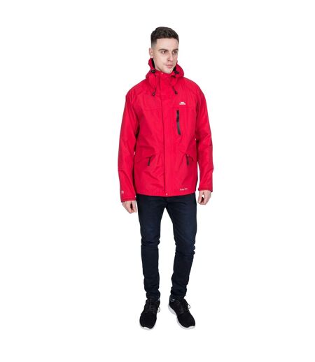 Trespass Mens Corvo Hooded Full Zip Waterproof Jacket/Coat (Red) - UTTP296