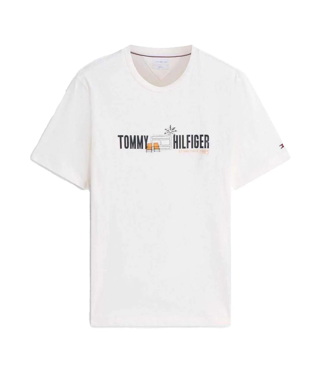 T-shirt Motif/style Imprimé Sur Poitrine Summer Homme Blanc Cassé Tommy Hilfiger-2
