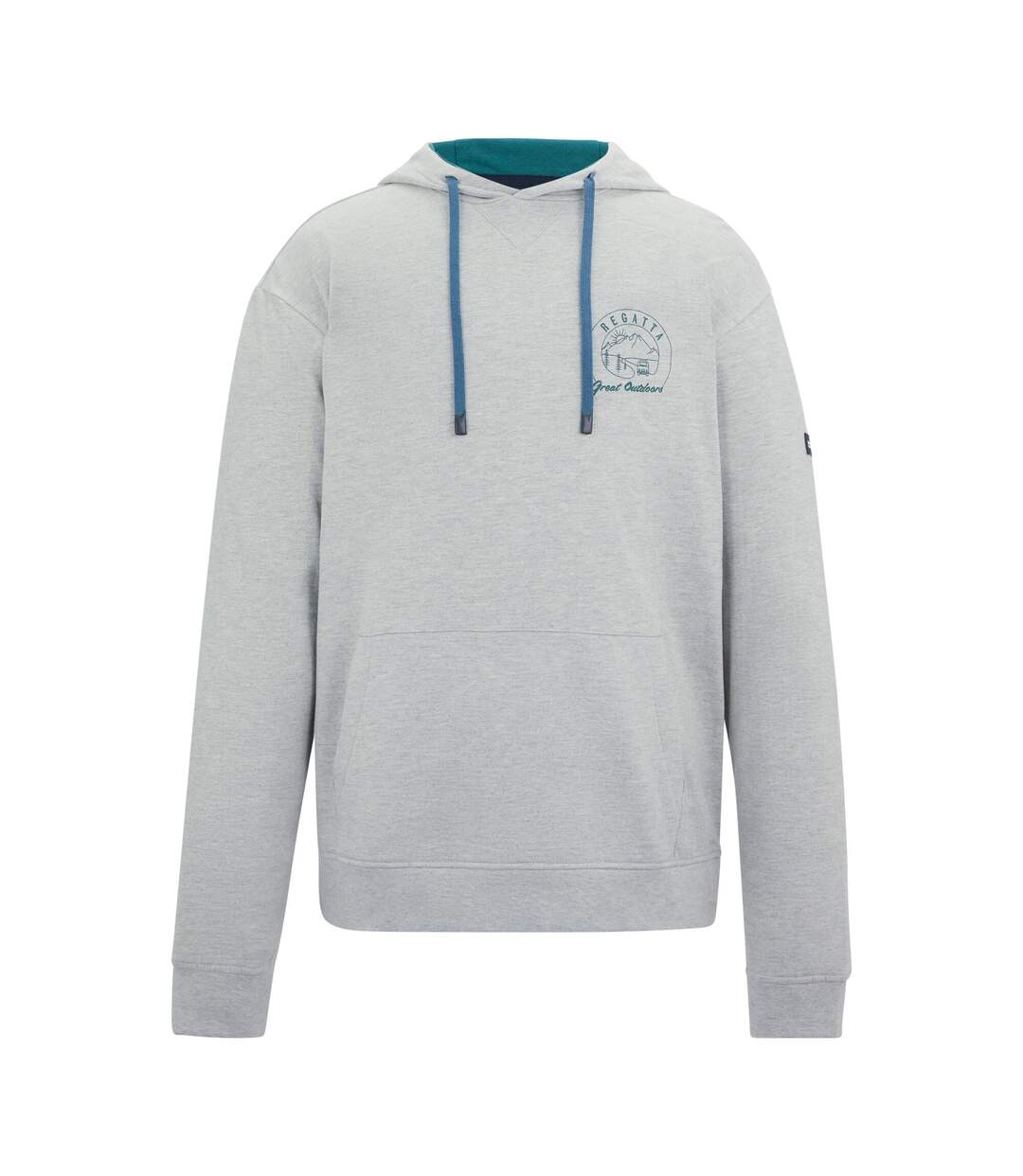Sweat À Capuche Motif/style Imprimé Au Dos Cline Homme Gris Chiné Vert Méditerranéen Regatta-2