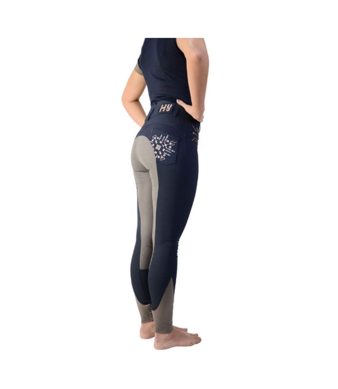 Pantalon d´équitation kensington femme bleu marine / taupe / rose doré HyFASHION-2