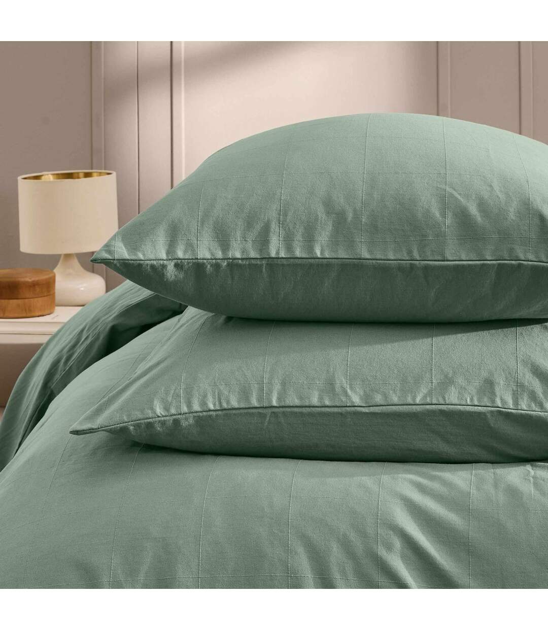 Parure de Lit 3 Pièces Linella 240x220cm Sauge-4