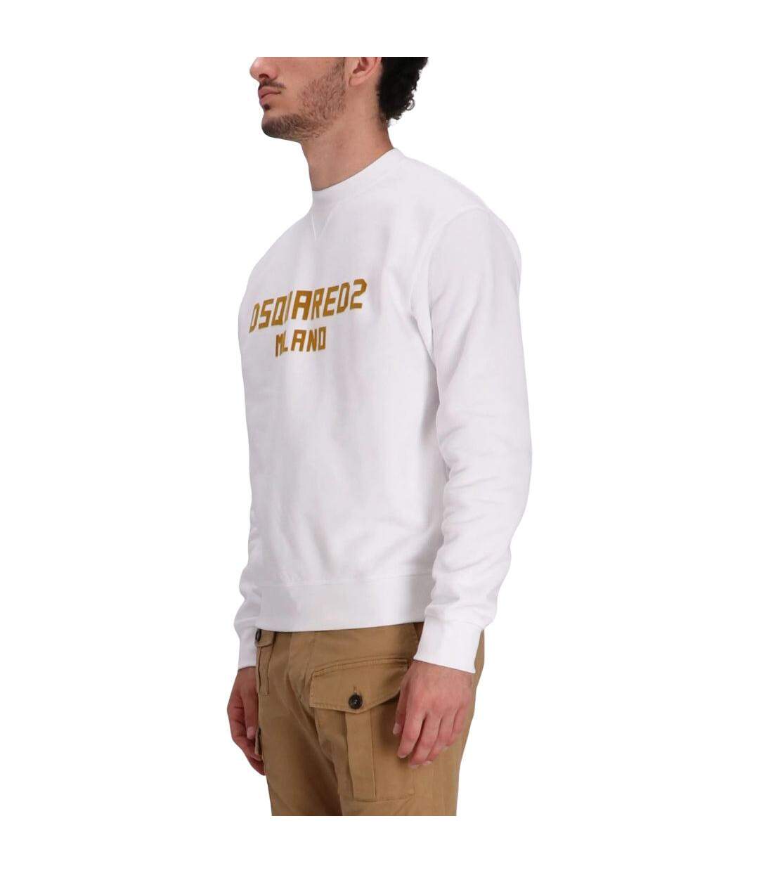 Sweat Motif/style Logo Milano Homme Blanc Ocre DSquared2-3