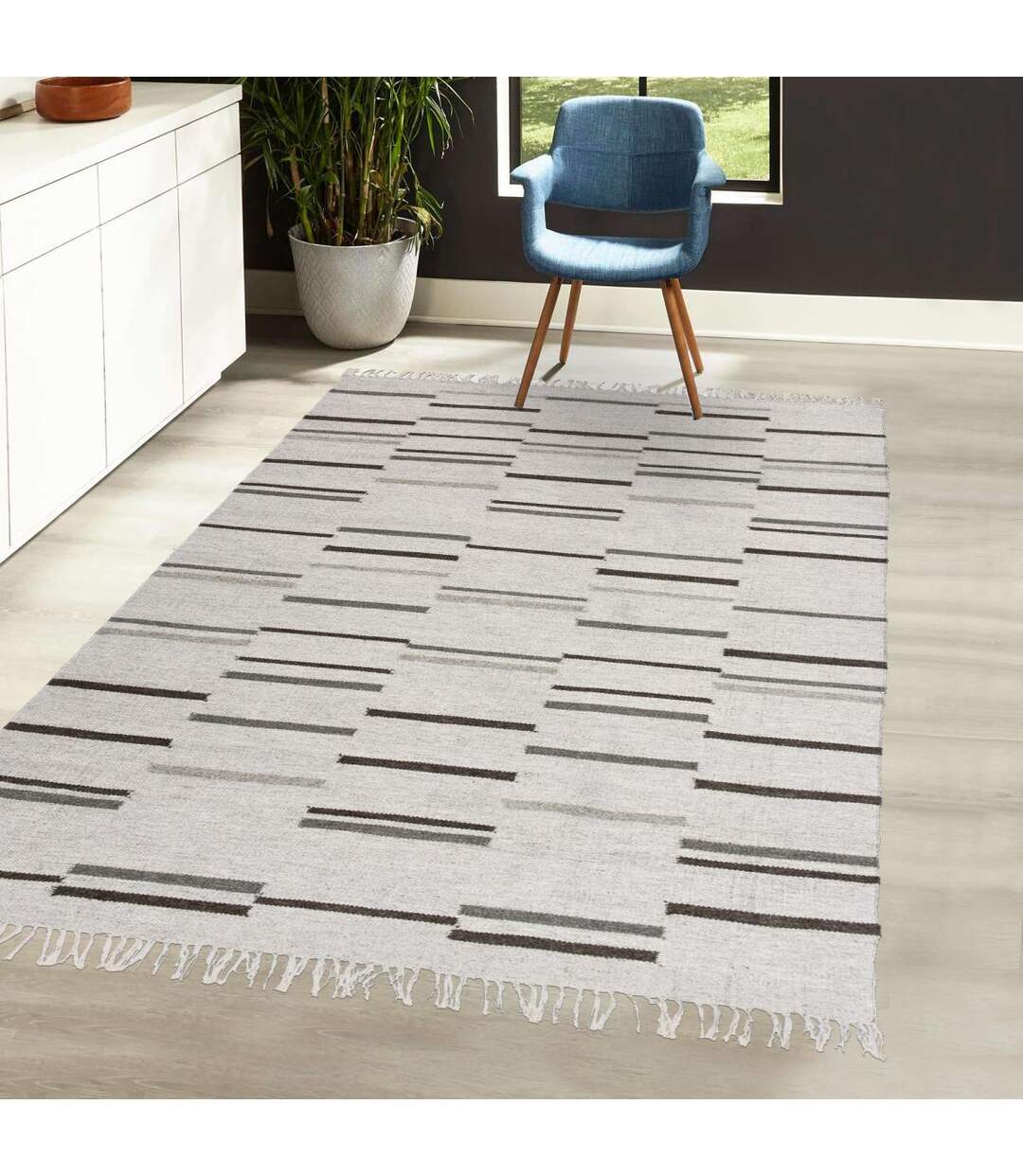 Tapis kilim fait à la main en laine motif géométrique-2