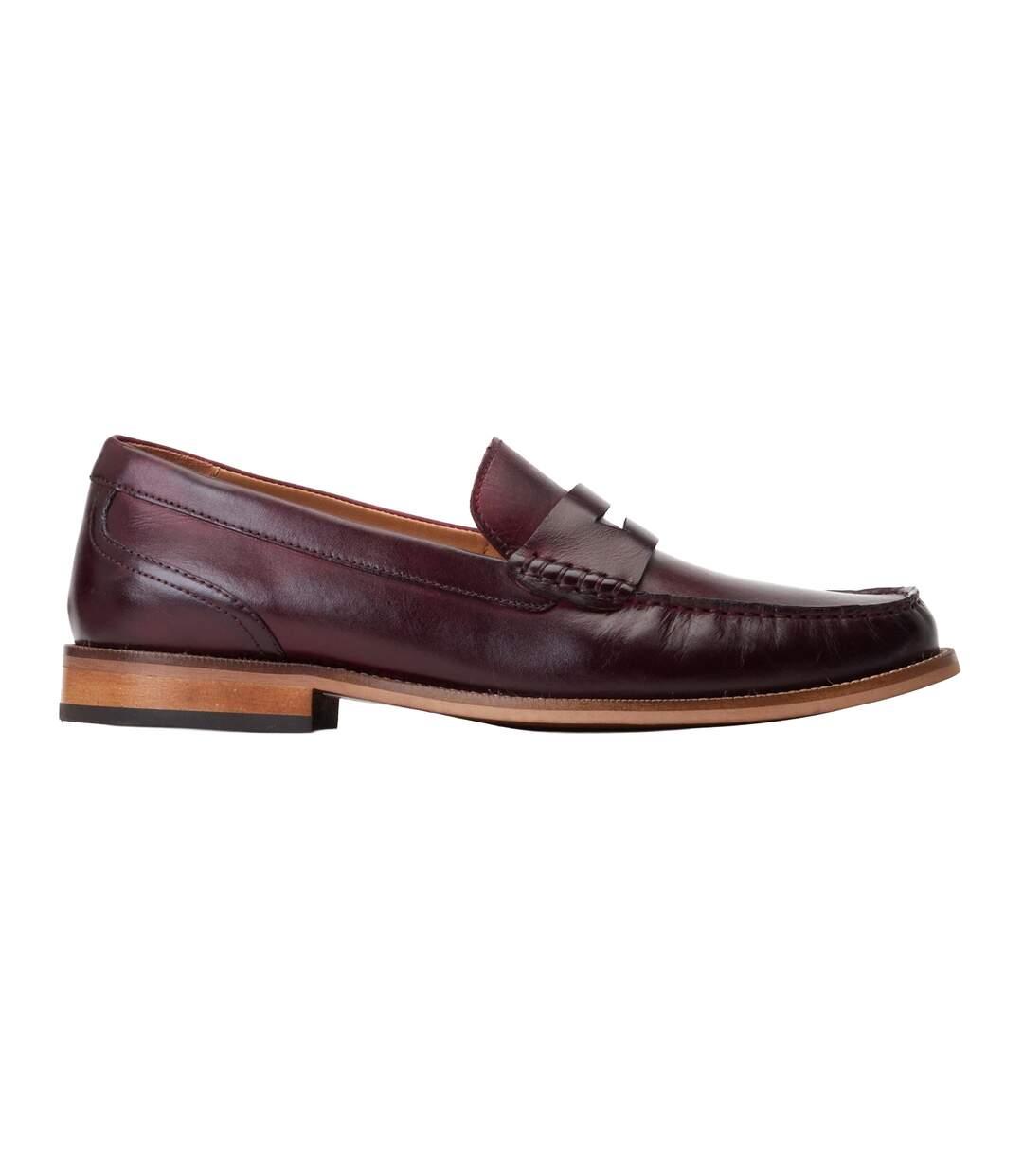 Mens Garfield Leather Penny Loafers Bordo Base London-3