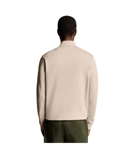 Sweat À Col Montant Zippé Motif/style Logo Brodé Adulte Rose Beige Lyle & Scott
