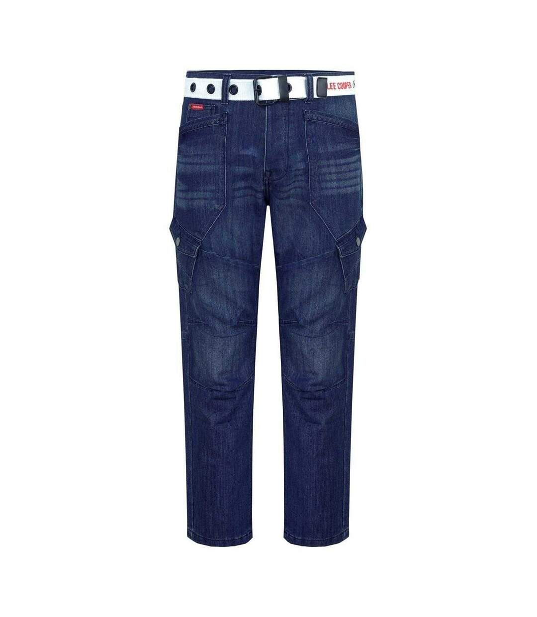 Mens Belted Cargo Jeans Dark Wash Lee Cooper-2