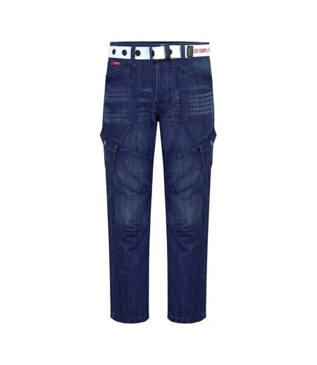 Mens Belted Cargo Jeans Dark Wash Lee Cooper
