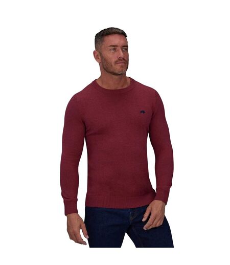 Mens classic crew neck jumper berry Raging Bull