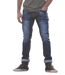 Jean homme slim bleu délavé « Used » - 5 poches -Taille normale - Fermeture boutons-1