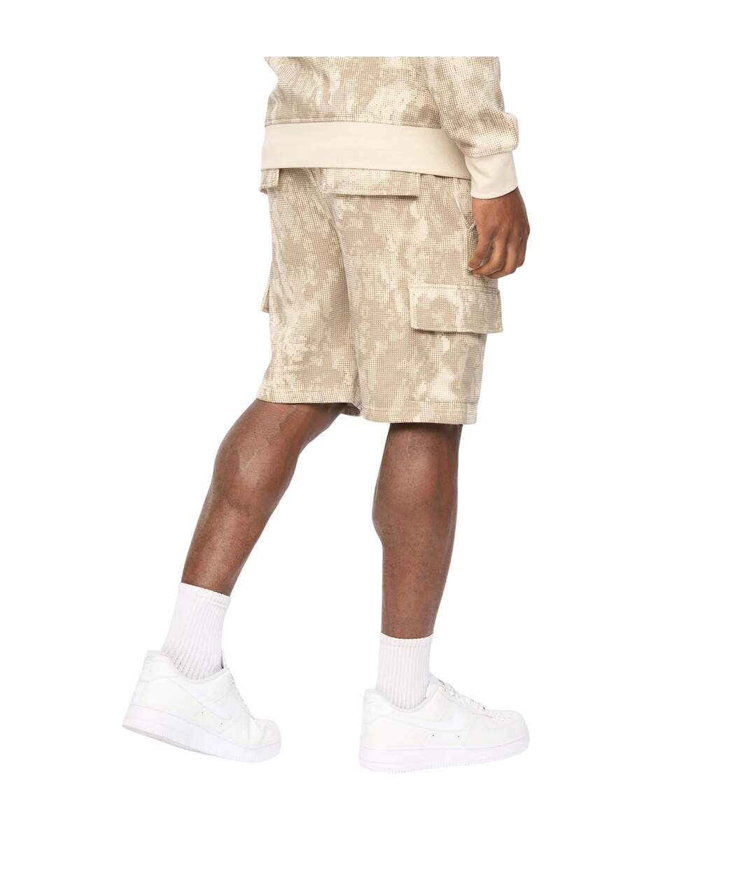 Mens Bardon Camo Cargo Shorts Light Stone Camo Crosshatch-3