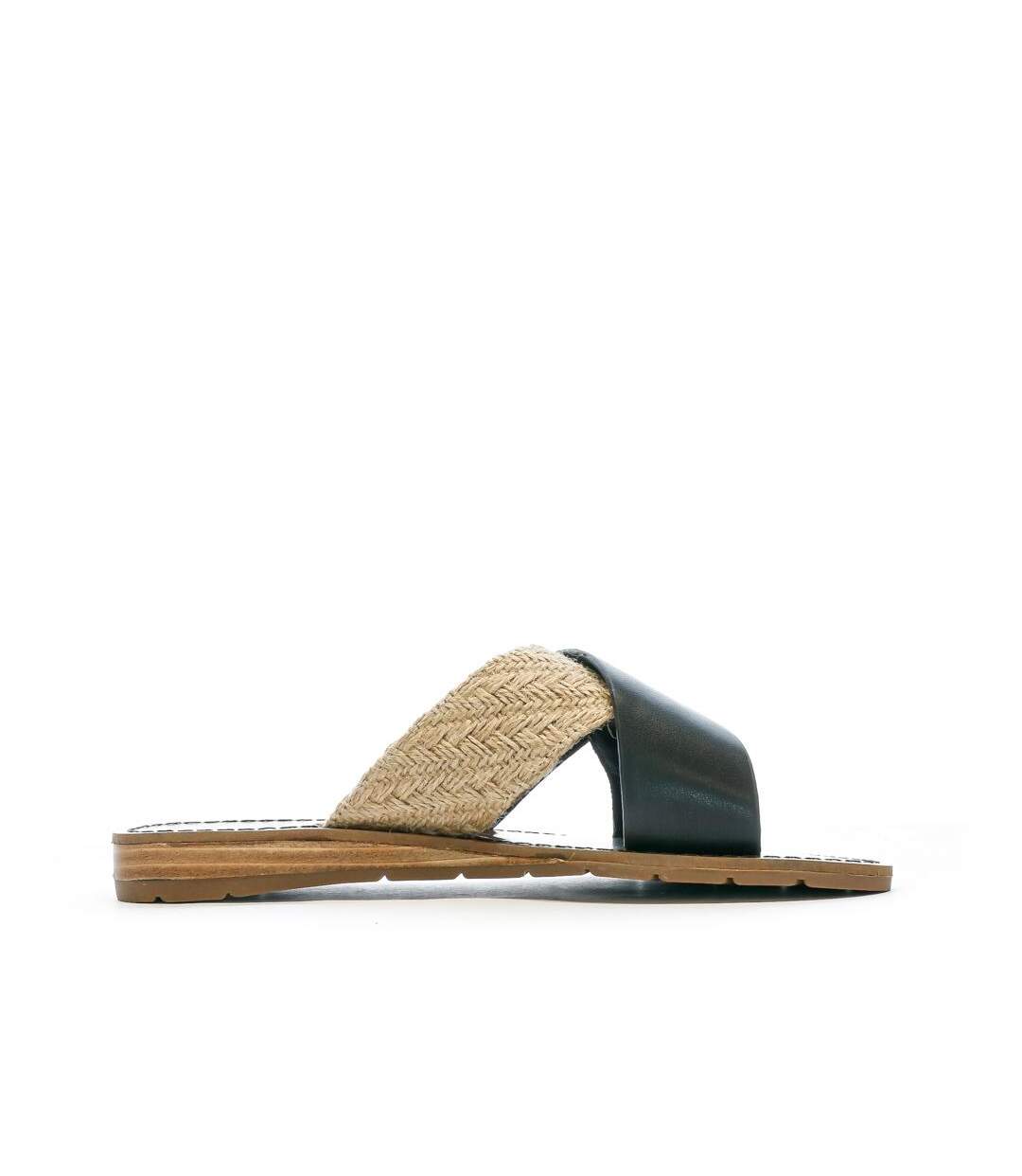Claquettes croisées noires femme chattawak brana-2