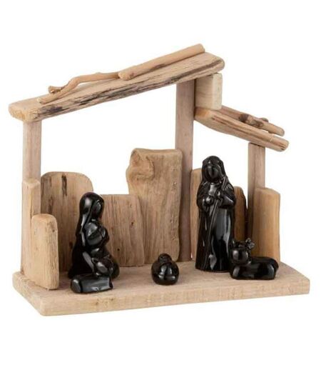 Crèche de Noël Toitures en Pente 23cm Marron