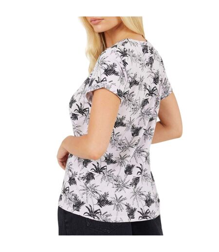 Womens/ladies Palm Tree T-shirt Pink Brave Soul