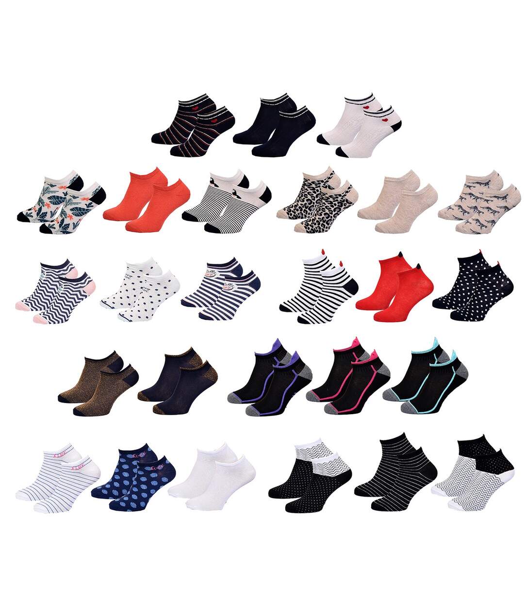 Chaussettes Courtes femme TWINDAY Qualité et Confort-Assortiment modèles photos selon arrivages- Pack de 12 Paires Surprise TWINDAY