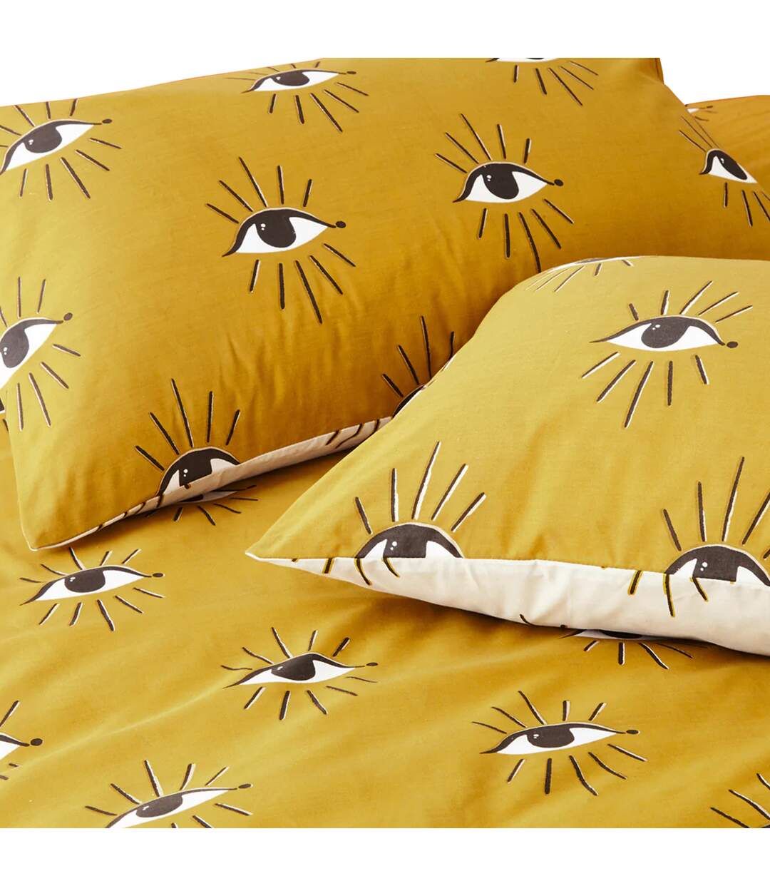 Theia eye duvet cover set ochre yellow Furn-4