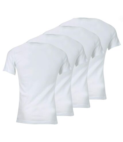 Blanc 4/L Lot de 4 Tee-shirts homme col V Eco Pack