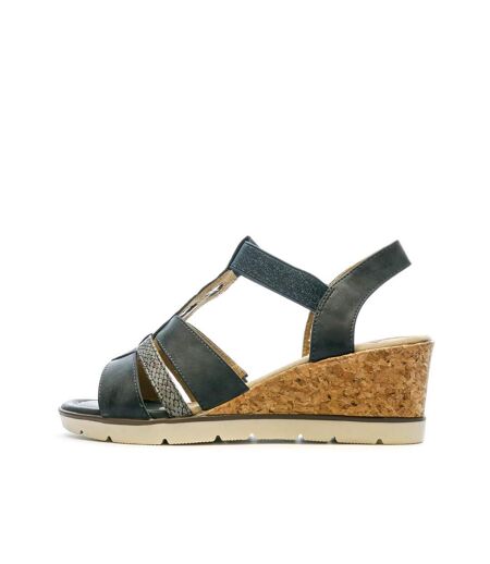 Sandales compensées bleu femme relife jinkat