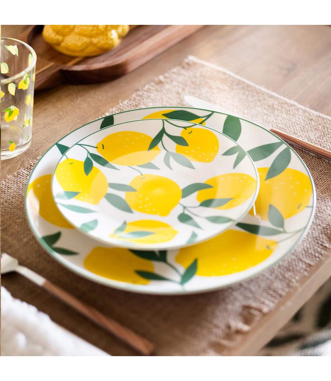 Lot de 6 Assiettes à Dessert Citrons 19cm Multicolore-3