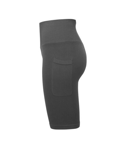 Womens/ladies ribbed seamless 3d cycling shorts charcoal TriDri