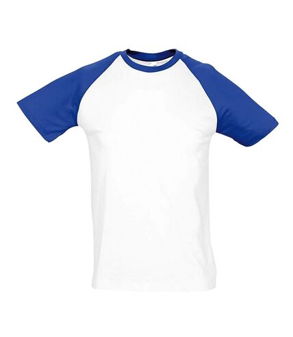T-shirt bicolore pour homme - 11190 - blanc et royal