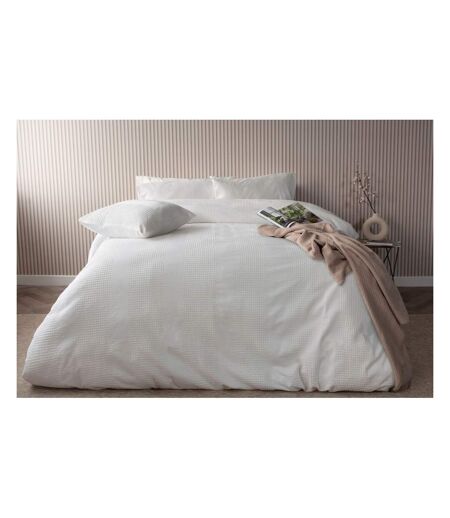 Waffle stripe duvet cover set vanilla Belledorm