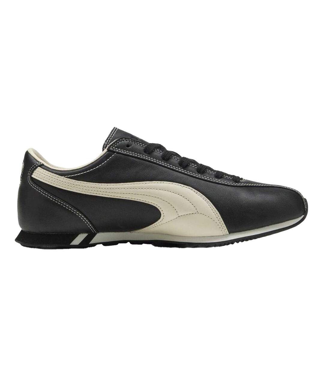 Womens/ladies Sprint Leather Flat Trainers Black White Puma-2