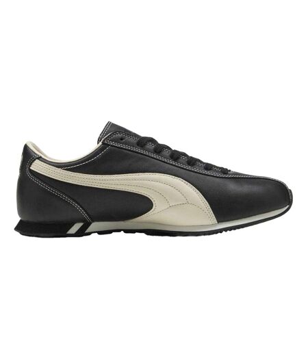 Womens/ladies Sprint Leather Flat Trainers Black White Puma