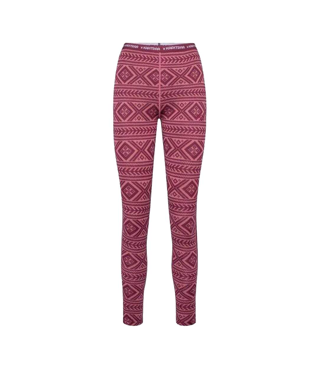 Legging Thermique Ski Motif/style Nordique Festif Floke Femme Rose Kari Traa-1