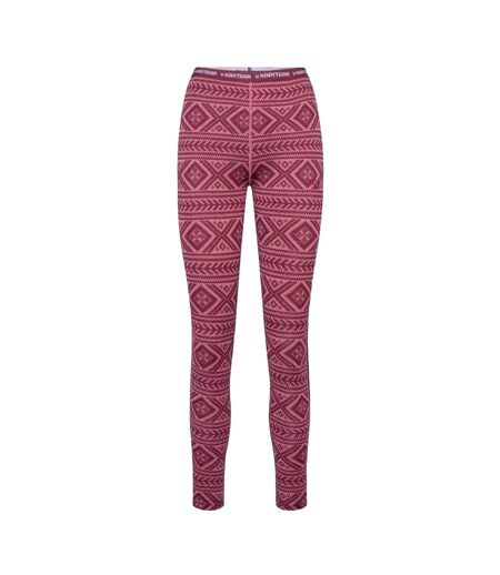 Legging Thermique Ski Motif/style Nordique Festif Floke Femme Rose Kari Traa